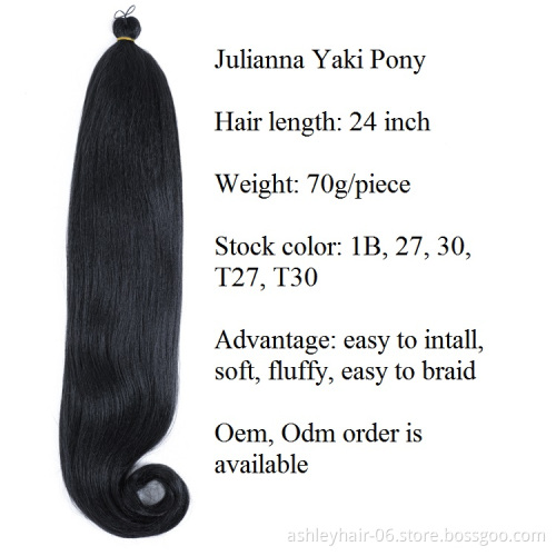 Kanekalon Yaki Silky Straight Pony Ombre Synthetic Fake Hair Styles Extensions Crochet Braids Colored Braid Braiding Hair